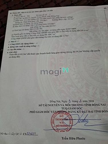 Hình ảnh bán đất nền sổ riêng thổ cư 315m2 tại xã đồi 61 trảng bom