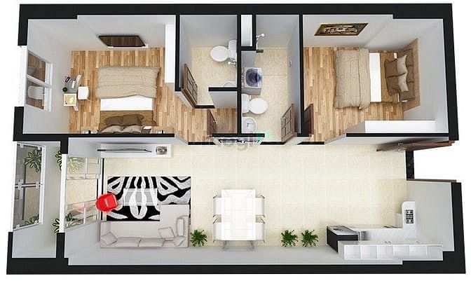 Hình ảnh Cho Thuê CCProsper Plaza 65m² 2PN 2WC Giá 7.8Tr/Th.