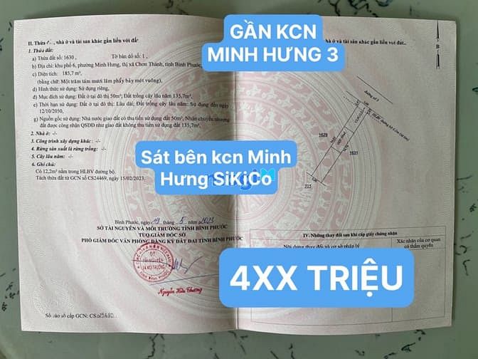 Hình ảnh 1 LÔ đất siêu rẻ - ĐẤT TRỤC CHÍNH PHƯỜNG MINH HƯNG thị xã CHƠN THÀNH