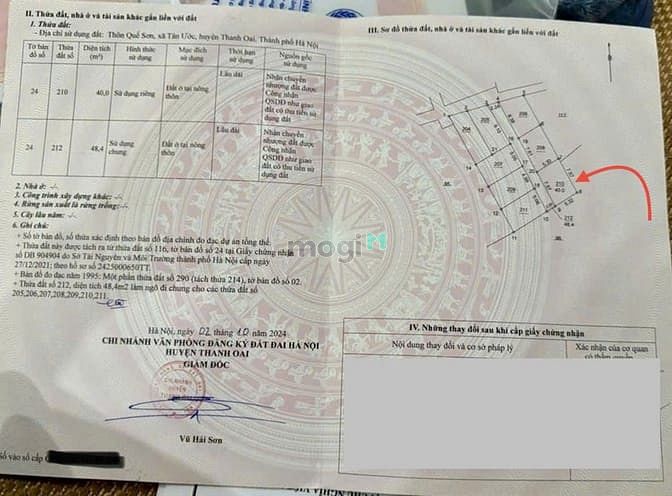 Hình ảnh Chính chủ gửi bán 1 lô tại Quế Sơn-Tân Ước-Thanh Oai 40m2-1 tỷ 880tr