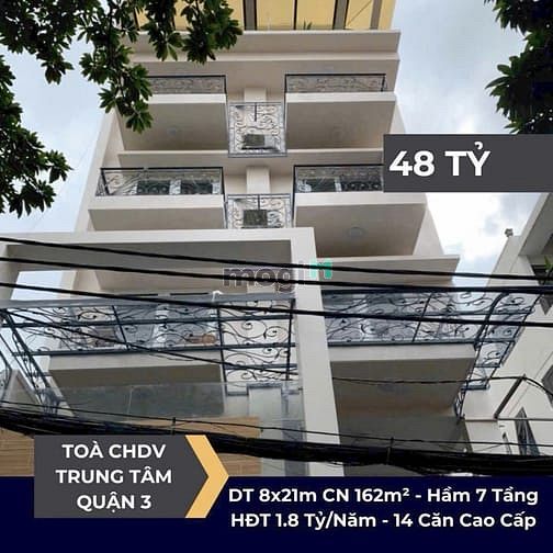 Hình ảnh Tòa CHDV Cao Cấp Q.3 – Hầm 7 Tầng – Thu 1.8 Tỷ/Năm – Chỉ 48 Tỷ