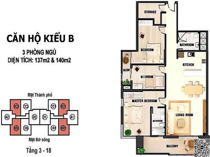 Hình ảnh Cho thuê Trang Chủ MB66.COM / Đăng Ký Tặng 66K River Garden, tầng thấp block B, dt 140m2, 3PN