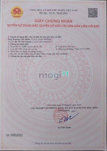 Hình ảnh Anh em hỗ trợ bán lô đất thuộc xã Bà Điểm Hóc Môn, 23tỷ6, HH 400tr