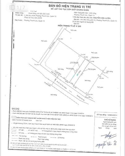 Hình ảnh Quận 12, Đất thổ cư Thạnh Lộc 48, Sông Sài DT 5x26m