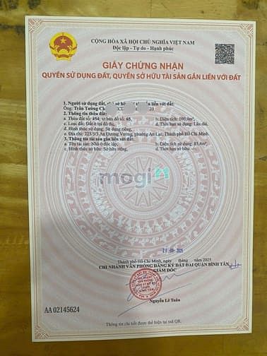 Hình ảnh Sát Võ Văn Kiệt Lô đất 100m2 Hẻm xe hơi. Gía chỉ 55 triệu /m2