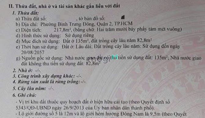 Hình ảnh Bán đất Quận 2 - GÓC 2 MẶT TIỀN đường xe Tải. Ngang 9m Giá Tlcc
