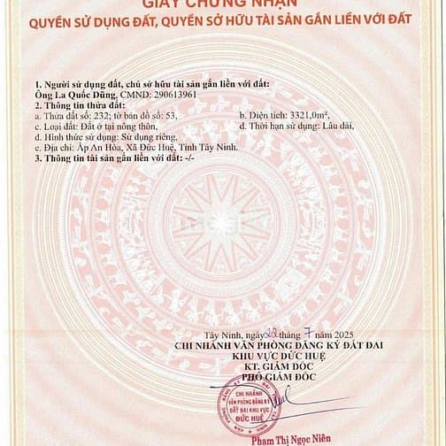 Hình ảnh CẦN BÁN ĐẤT ĐỨC HUỆ – LONG AN, ĐẤT FULL THỔ CƯ, SỔ HỒNG CHÍNH CHỦ