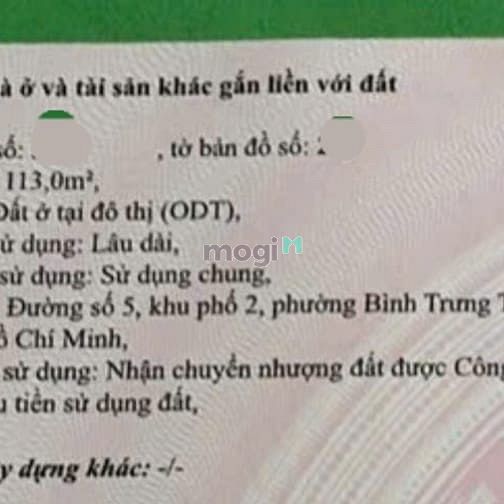 Hình ảnh Bán Đất thổ cư GÓC 2 MẶT TIỀN ĐƯỜNG SỐ 5, gần Nguyễn Duy Trinh Quận 2