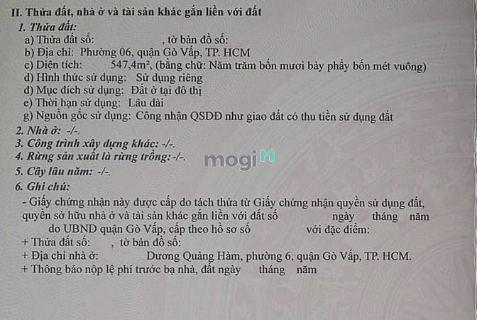Hình ảnh Bán đất (19,5x30) 496/63/7 Dương Quảng Hàm p6 Gò Vấp (Sát bờ kè)