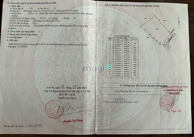 Hình ảnh Bán đất xã phước vĩnh an, diện tích tổng 2 sổ là 4600m