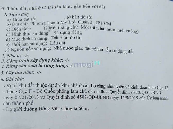 Hình ảnh Bán Đất dự án Mặt Tiền Đồng Văn Cống Quận 2, đường 60M ngang 6M sổ CN