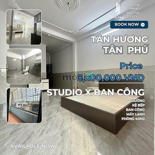Hình ảnh Trống 2 phòng ngủ và 1 Studio ban công 40m2 ngay THCS Võ Thành Trang