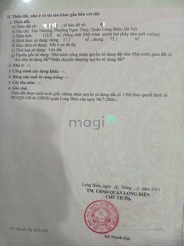 Hình ảnh Bán đất Ngọc Thuỵ ,Phường Bồ Đề ,38m2 giá 6,3 tỷ