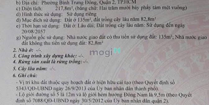 Hình ảnh Bán Đất thổ cư Quận 2 LÔ GÓC 2 MẶT TIỀN ĐƯỜNG ô tô thông ngang 9m Tlcc