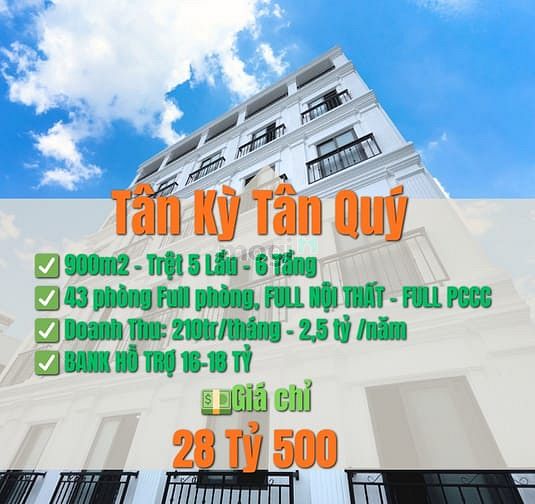 Hình ảnh Bán CHDV Tân Kỳ Tân Quý 210tr/tháng - 2 tỷ 5/năm giá 28 tỷ 5 còn TL