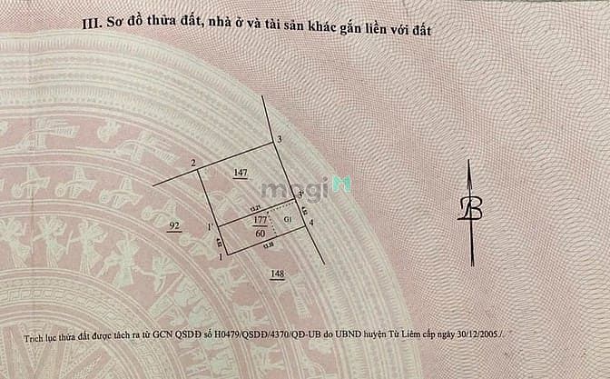Hình ảnh Căt lỗ 60m đất tạ Hồ Tùng Mậu, chỉ nhỉnh10 tỷ, Ngõ thông oto tránh.