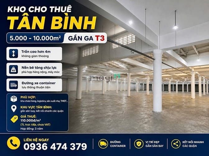 Hình ảnh 5-10.000m2  KHO Tân Bình. Cách GaT3 2km. Lưu kho, bãi, chành xe....