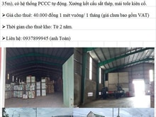 Hình ảnh Cho thuê 1 phần nhà kho, mái tôn, khung sắt thép