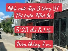 Hình ảnh Nhà đẹp 3 tầng, ST, hẻm thông 7 m, TT Nhà bè. 5*23, 8,1 tỷ.