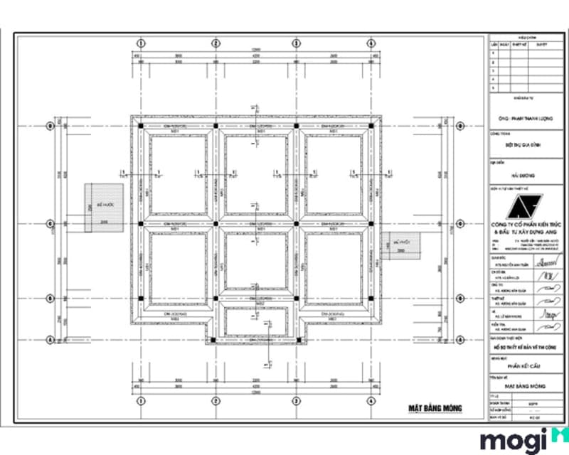 bản vẽ móng băng nhà 2 tầng