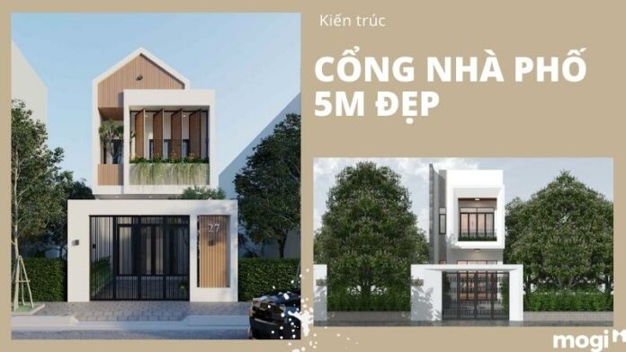 Cổng nhà phố 5m đẹp