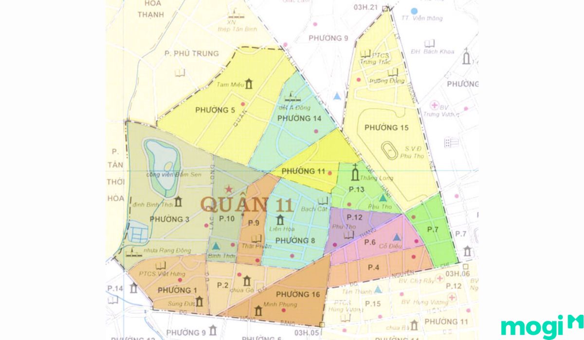 Đơn vị hành chính và diện tích quán cafe quận 11